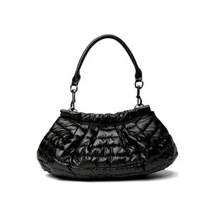 THINK ROYLN Dynasty Bag Shiny Black Quilted Shoulder Crescent baguette Bag